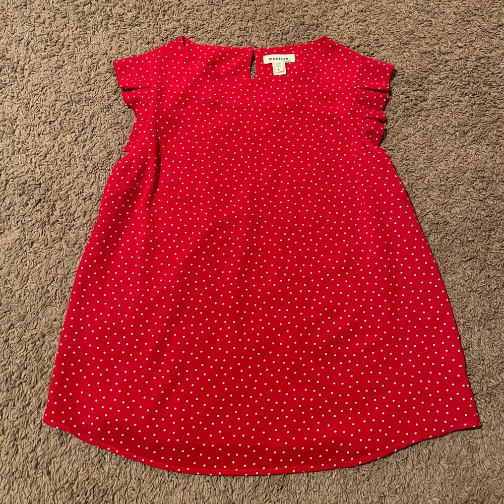 Monteau Red polka dot blouse